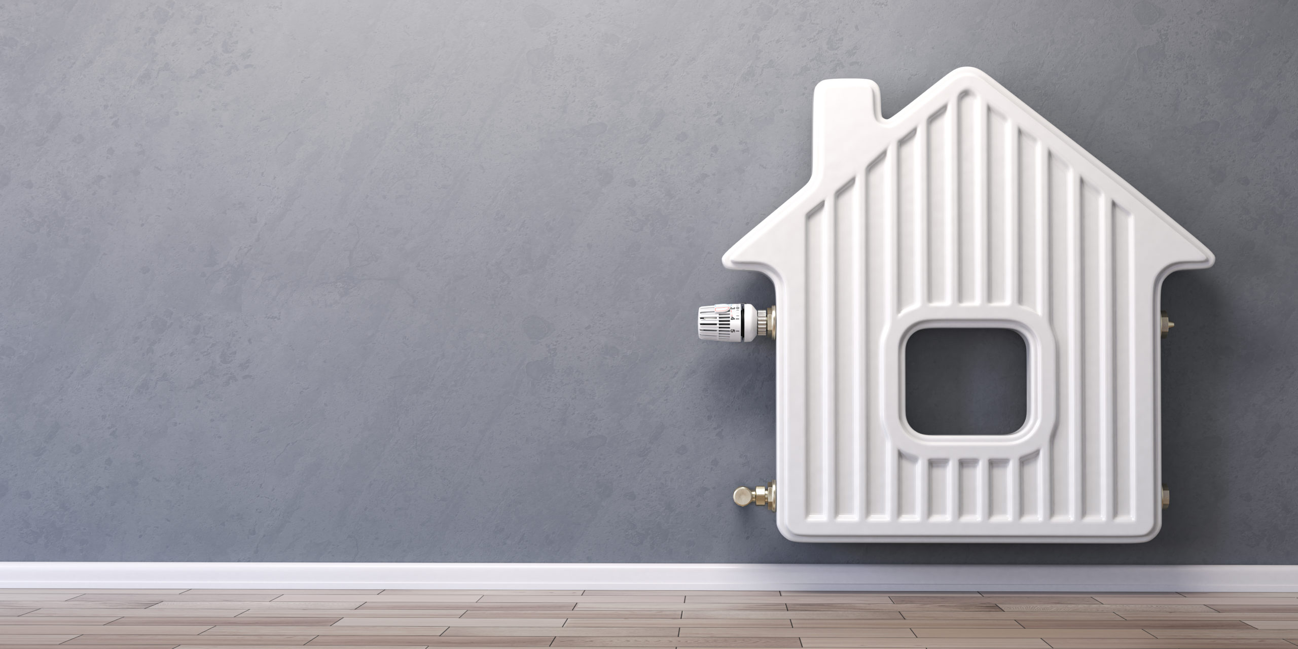Home heating radiator in the form of house.